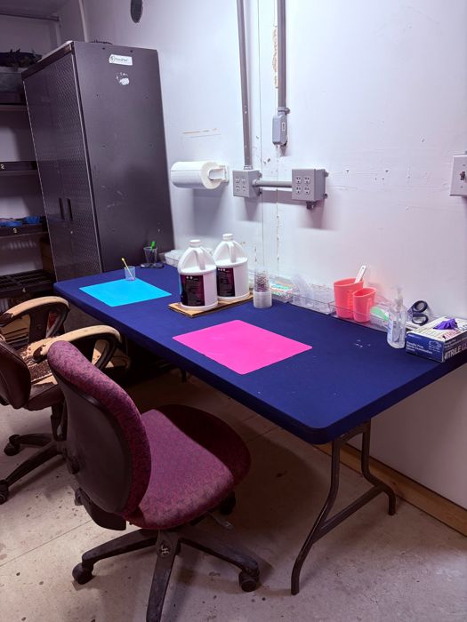 The mixing station, inside the Everything Epoxy workshop