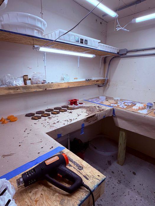 The pour bench, inside the Everything Epoxy workshop
